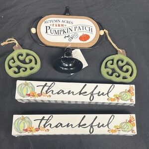 Thankful Wall Decor Set with Green Accents